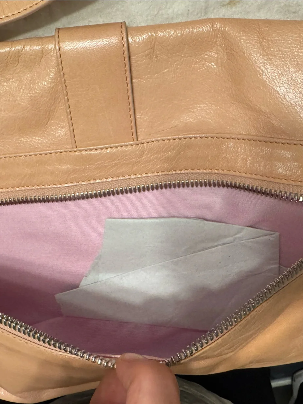 Theory Soft Leather Shoulder Bag in Blush Nude